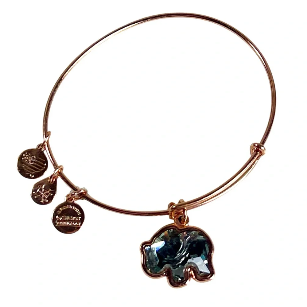 Alex and Ani Rose Gold Crystal Elephant Charm Bracelet Alabama Crimson Tide
